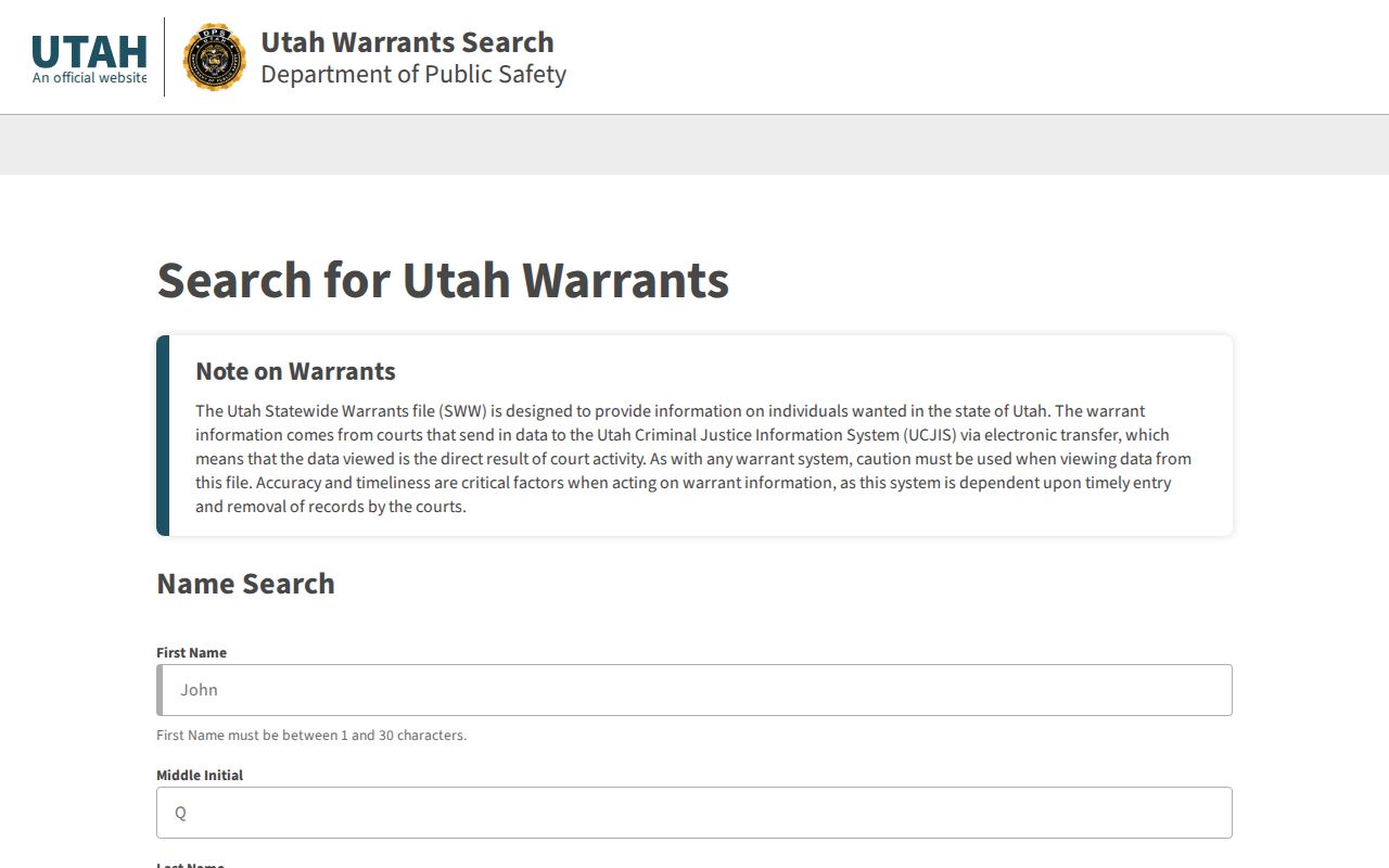 Summit County warrant search and Utah Statewide Warrants portal