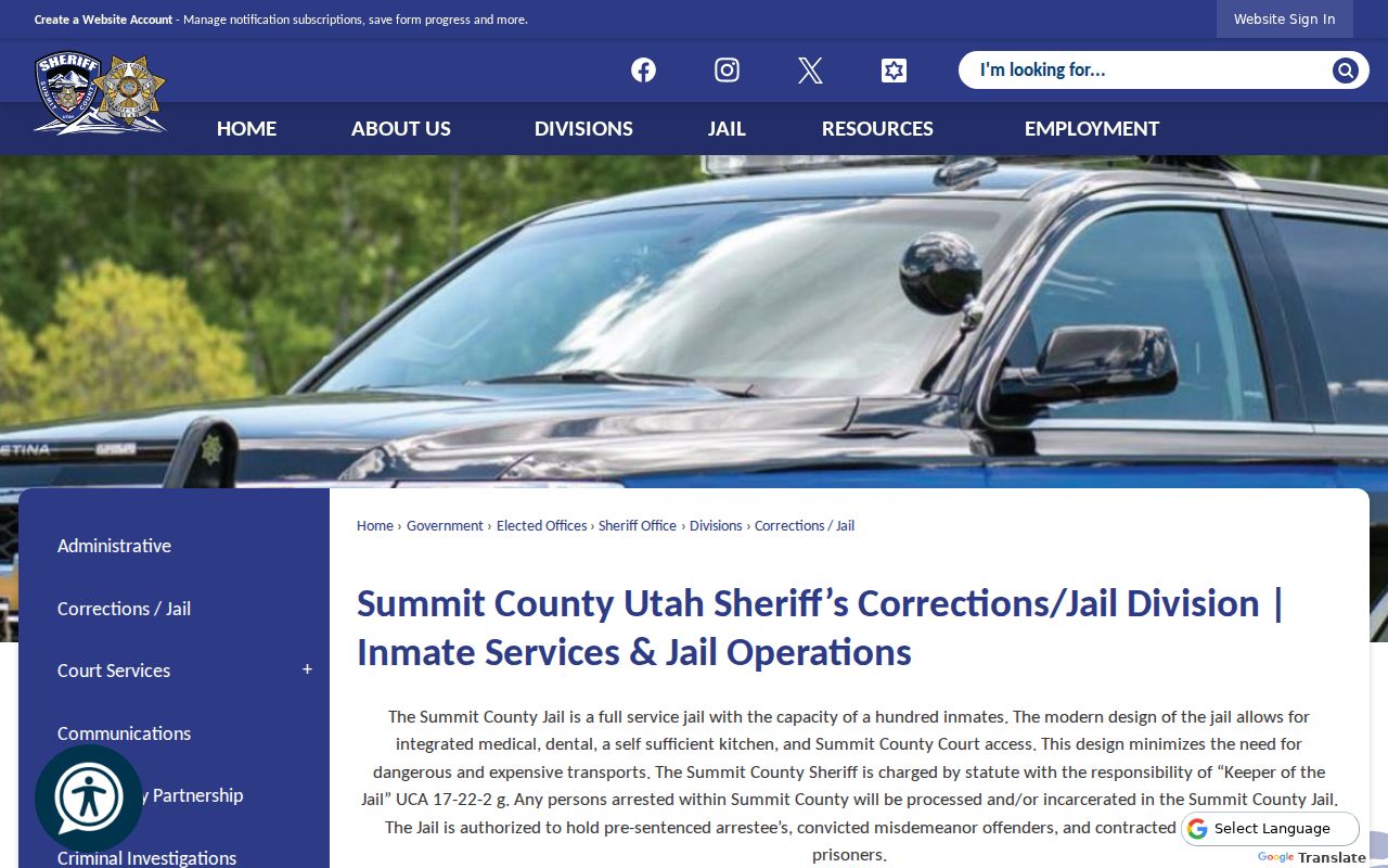 Summit County active warrant custody and jail contact information