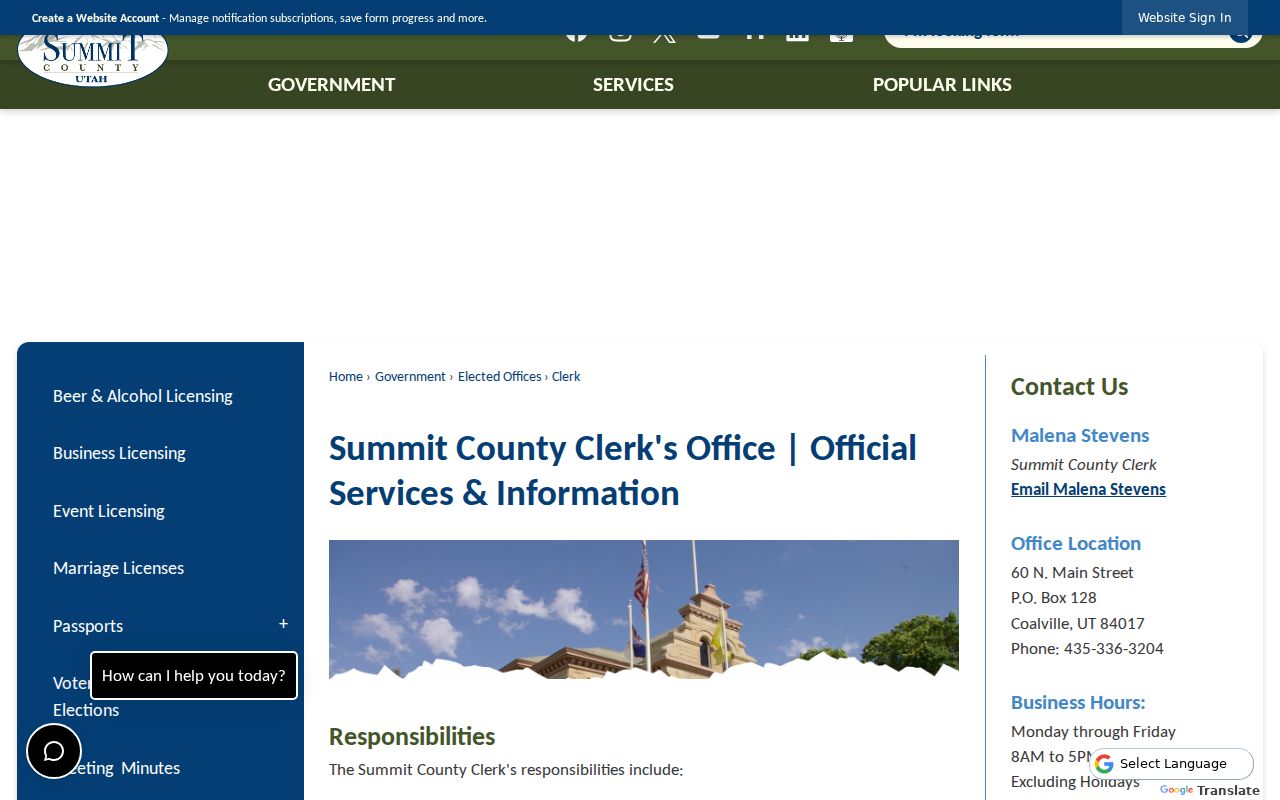 Coalville warrant records and distinction between county clerk and court clerk