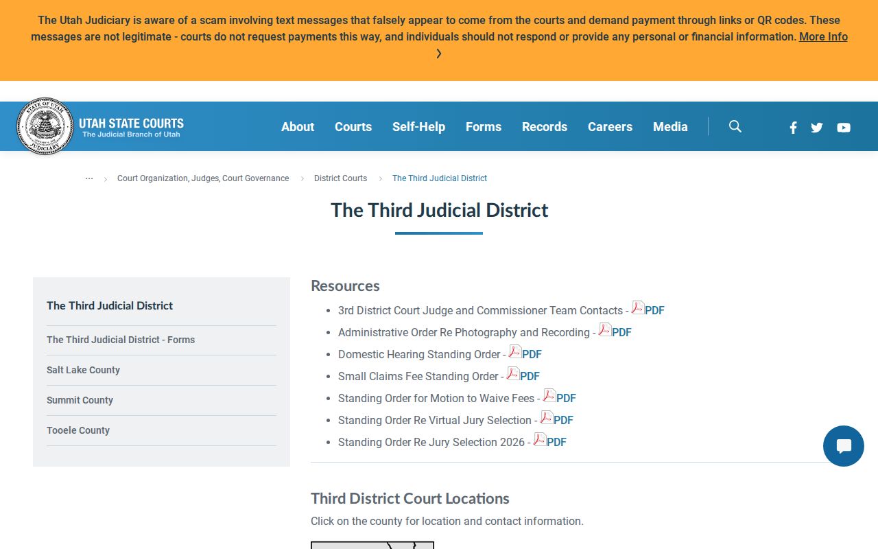 Summit County arrest warrant court routing through Utah Third District Court